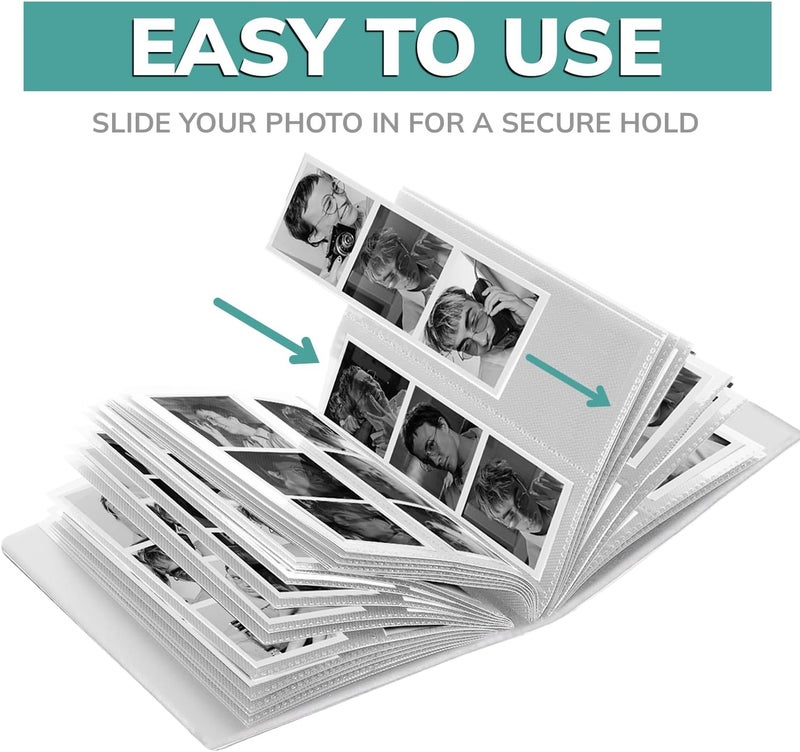 pbf PHOTO BOOTH FRAMES PBF Photo Booth Album | 2x6 Album w/ Sleeves | 2x6 Strips Memory Book | Wedding Photo Strip Album | 100 Pages, Holds 200 Photos (White, 1-Pack) - Image 5